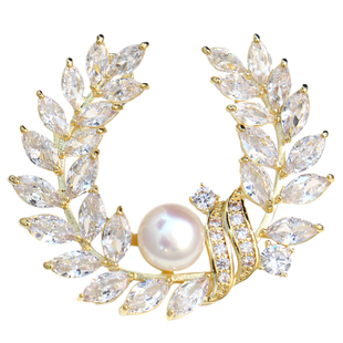 D.M.D/迪曼达橄榄枝珍珠胸针高档女胸花别针精致百搭配饰小香风