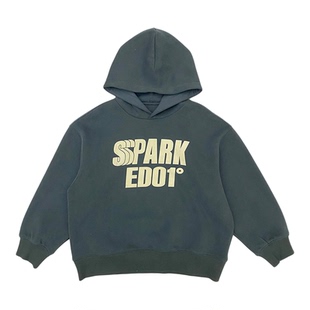 edo一度童装25年冬新款男女童字母印花加绒连帽卫衣儿童保暖上衣