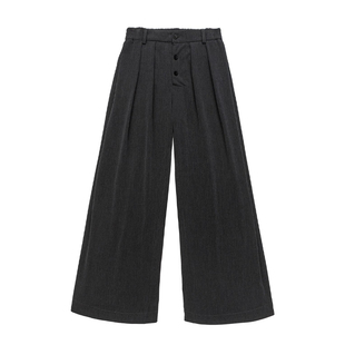 Dashufulcrum日系复古设计排扣休闲西裤男女春秋质感阔腿拖地裤子