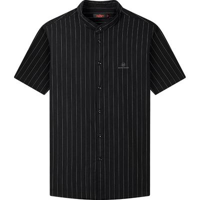 纯棉短袖衬衫柒牌立领