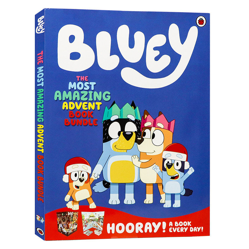 小蓝狗布鲁伊圣诞倒数日历盲盒 英文原版绘本 Bluey The Most Amazing Advent Book Bundle 圣诞节主题24本迷你故事活动游戏书