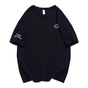 网红笑脸重磅短袖t恤男2025新款宽松加肥加大码休闲胖子半袖上衣