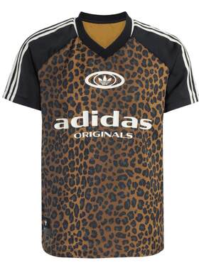 阿迪达斯三叶草女豹纹短袖T恤