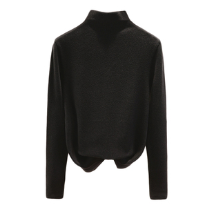 黑色打底衫2025新款女莫代尔大码长袖t恤女士秋衣纯棉半高领上衣