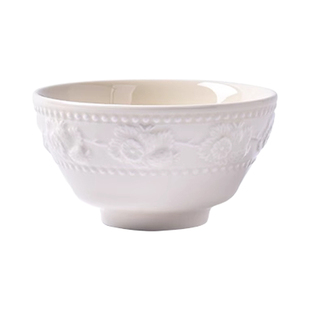 Haocy 陶瓷浮雕米饭碗家用新款盛饭碗釉下彩高颜值餐具奶油风汤碗