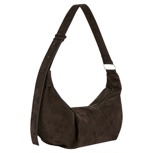 LE AMO｜原创'泰迪'牛角包复古磨砂麂皮绒慵懒调节肩带斜挎可颂包