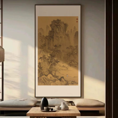 新中式玄关走廊过道高级感山水装饰画客厅餐厅茶室墙宋代风景挂画