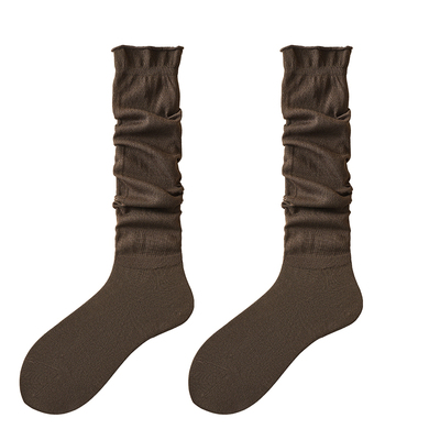 美拉德咖色堆堆袜子女中筒袜