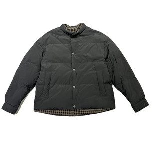 冬装潮牌男士小立领羽绒服极简风宽松假两件拼接白鸭绒外套青年