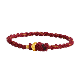 老克勒古法黄金红绳编织手链足金福字隔珠隔圈转运珠手串手绳女款