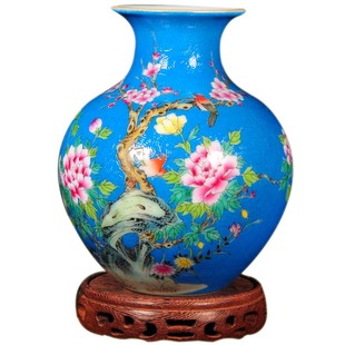 手绘小花瓶陶瓷花器迷你珐琅彩粉彩仿古摆件 景德镇复古装饰礼品