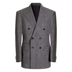 Acme cultum澳洲羊毛厚款双排扣法兰绒亲王格西服套装男商务正装