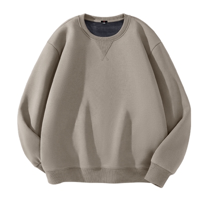 男士卫衣加绒冬季米咖色外套男厚