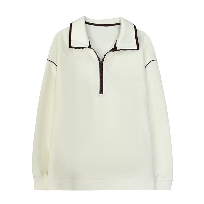 梵朵大码女装15945秋冬简约百搭洋气半拉链卫衣个性通勤套头上衣