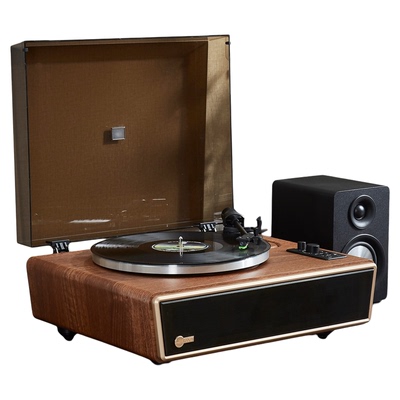 惠更斯复古木纹黑胶唱片