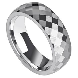 飒雅男戒指Ring多切面菱形切割面马赛克钨钢乌金潮流指环女宽面戒