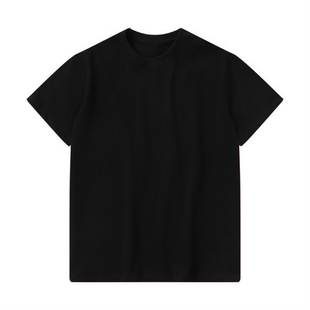 短句先生【300G松弛感】黑色基础短袖落肩宽松重磅百搭纯色大T恤