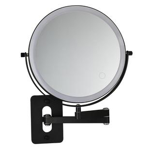 浴室化妆镜壁挂免打孔led镜子卫生间双面梳妆镜酒店折叠带灯放大