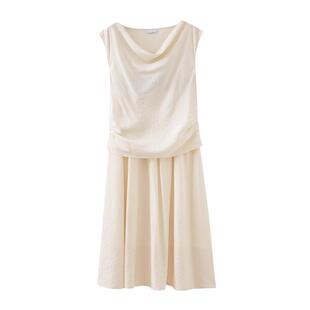 水云间女装 荡领莫代尔桑蚕丝上衣高腰优雅半裙套装夏季新款