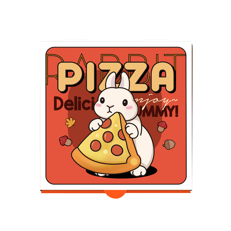 爆款兔年商用牛皮镀铝膜锡纸披萨盒pizza外卖打包盒加厚瓦楞7寸