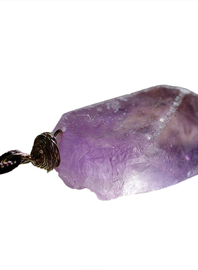 巴西紫水晶紫色长款原矿项链吊坠