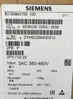 议价西门子6SE6430-2UD41-3FB0/3FBO M440  132KW
