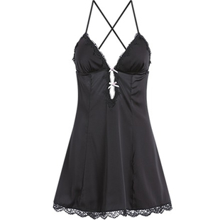 性感睡衣女款夏季2025年新款镂空诱惑交叉露背冰丝吊带睡裙带胸垫