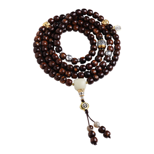 老陈籽虎皮星月菩提手串20年108颗玉化菩提雪巴琉璃三通项链配饰