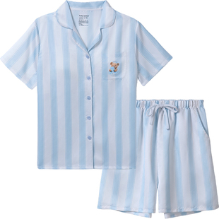 tutuanna睡衣女士2026新款夏季冰丝凉感短袖短裤带胸垫可爱家居服