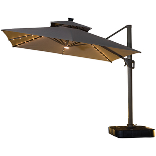 藤朝庭院太阳能伞室外露天花园天台罗马伞家用别墅户外露台伞带灯