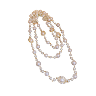 珍珠项链多层夸张旗袍毛衣链轻奢高级感长款叠戴颈链女装饰配饰