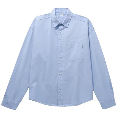 日系学院风男宽松纯棉长袖衬衫