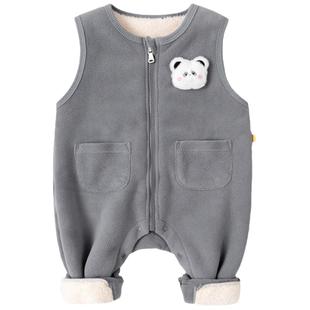 宝宝背带裤冬装婴儿衣服裤子小童童装长裤加绒加厚款秋冬装