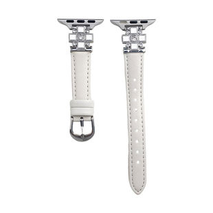 Uhada适用applewacth11表带秋冬季新款钻影十字拼皮高级感创意iwatch表带小众替换腕带苹果手表表带s10清冷感