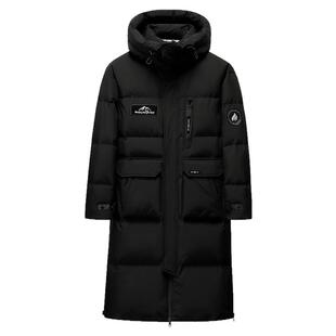 鸭鸭男士羽绒服中长款2024年冬季新款加厚保暖连帽青少年潮外套XZ