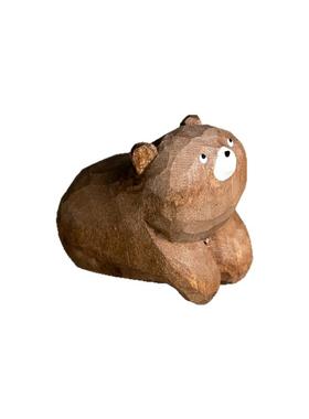 木雕熊中控屏趴趴摆件