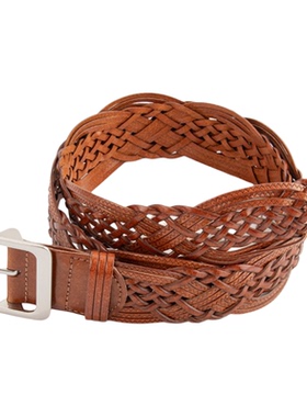 灰色5厘米编织装饰宽腰带