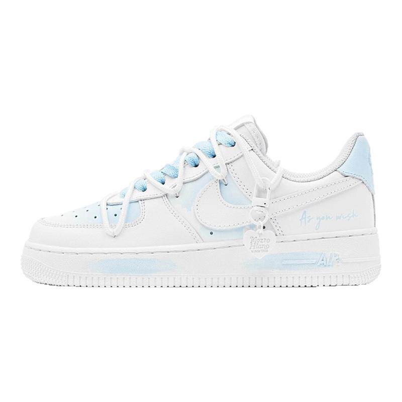 球鞋定制 Nike Air Force 1 空军一号心语心愿蓝白紫低帮男女板鞋