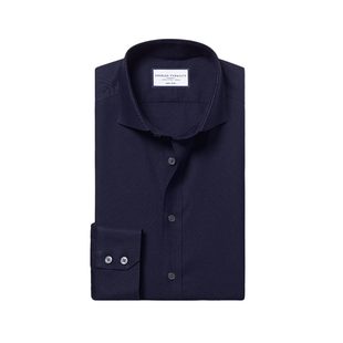 CHARLES TYRWHITT超修身版型纯棉海军蓝男士商务衬衫免烫易打理