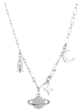 925纯银宇宙星月星球项链