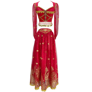 异域风情茉莉公主cos服装西域舞姬印度舞肚皮舞720度大摆裙演出服