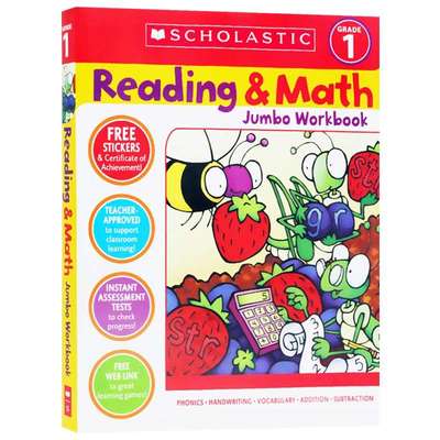 学乐英语一年级阅读与数学练习册 Scholastic Reading Math Jumbo Workbook Grade 1 英文原版教材 英文版进口原版英语书籍