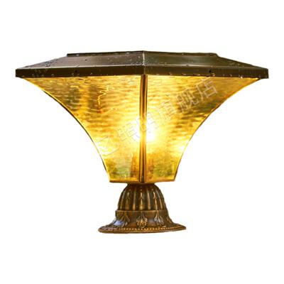 全铜柱头灯奥乙户外防水太阳能