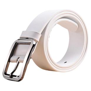 白色皮带男青年皮带真皮男士腰带牛皮百搭休闲韩版针扣女士加长
