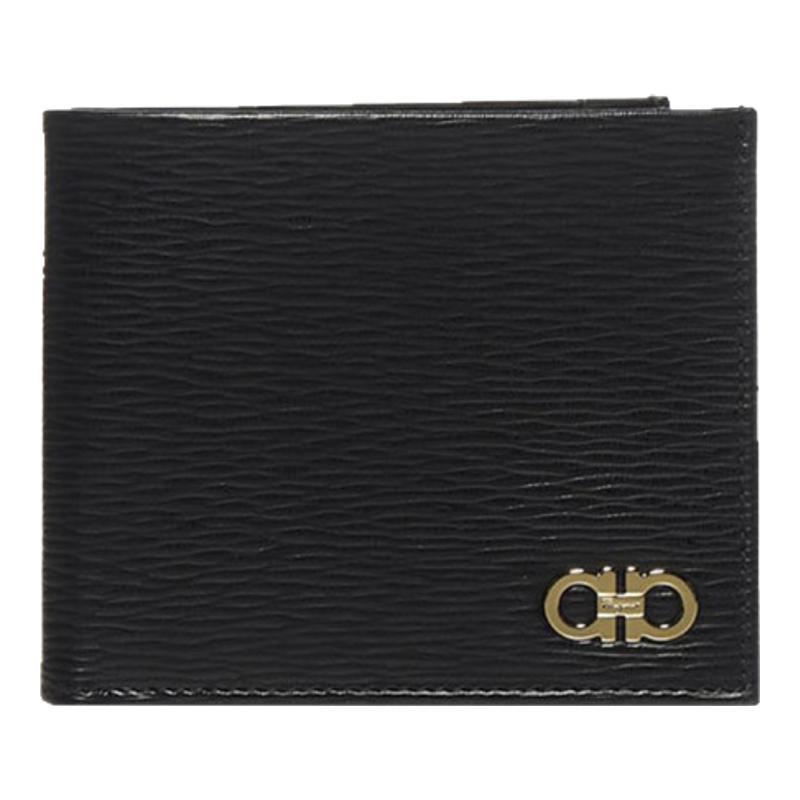 Ferragamo/菲拉格慕马蹄扣装饰黑色对折钱包66A063 685950