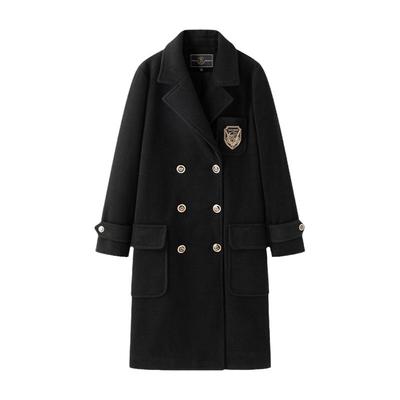 冬款呢子显瘦长款双排扣毛绒大衣