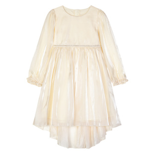 LittleNaive儿童礼服裙春秋装钢琴演出连衣裙生日女童公主裙白色