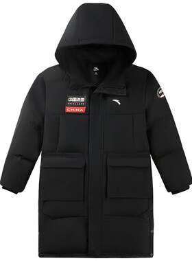 四防安踏儿童男童过膝长款羽绒服2026冬季加绒保暖长羽绒加厚外套