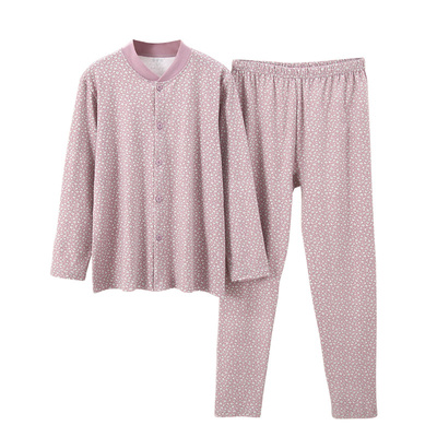 雅鹿女士纯棉开衫睡衣家居服套装