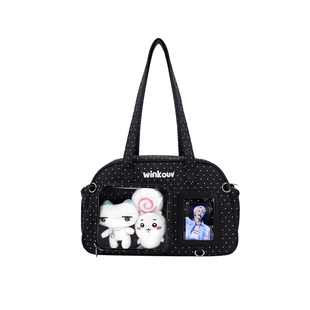 小食量斜挎波点外出小痛包追星黑色韩系大容量日常款10cm透明娃包